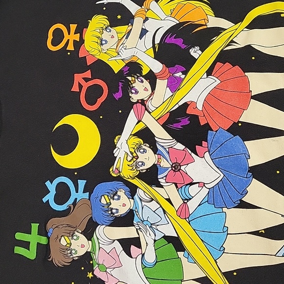 Y2K Sailor Moon Group Symbols Naoko Takeuchi T-Shirt Black Size Small Anime - Picture 3 of 11